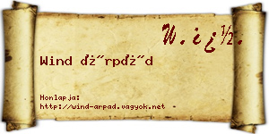 Wind Árpád névjegykártya